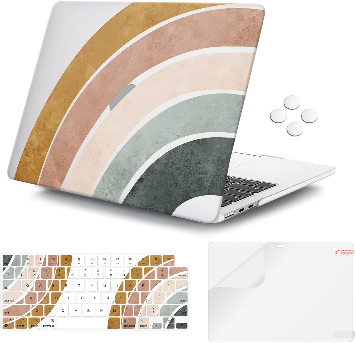 iCasso for MacBook Air 13 inch Case 2025 2024-2022 Release M4 A3240 M3 A3113 A2681 M2 with Liquid Retina Display, Hard Plastic Shell for Mac Air 13.6, Keyboard Cover&Screen Protector, Rainbow Molandi