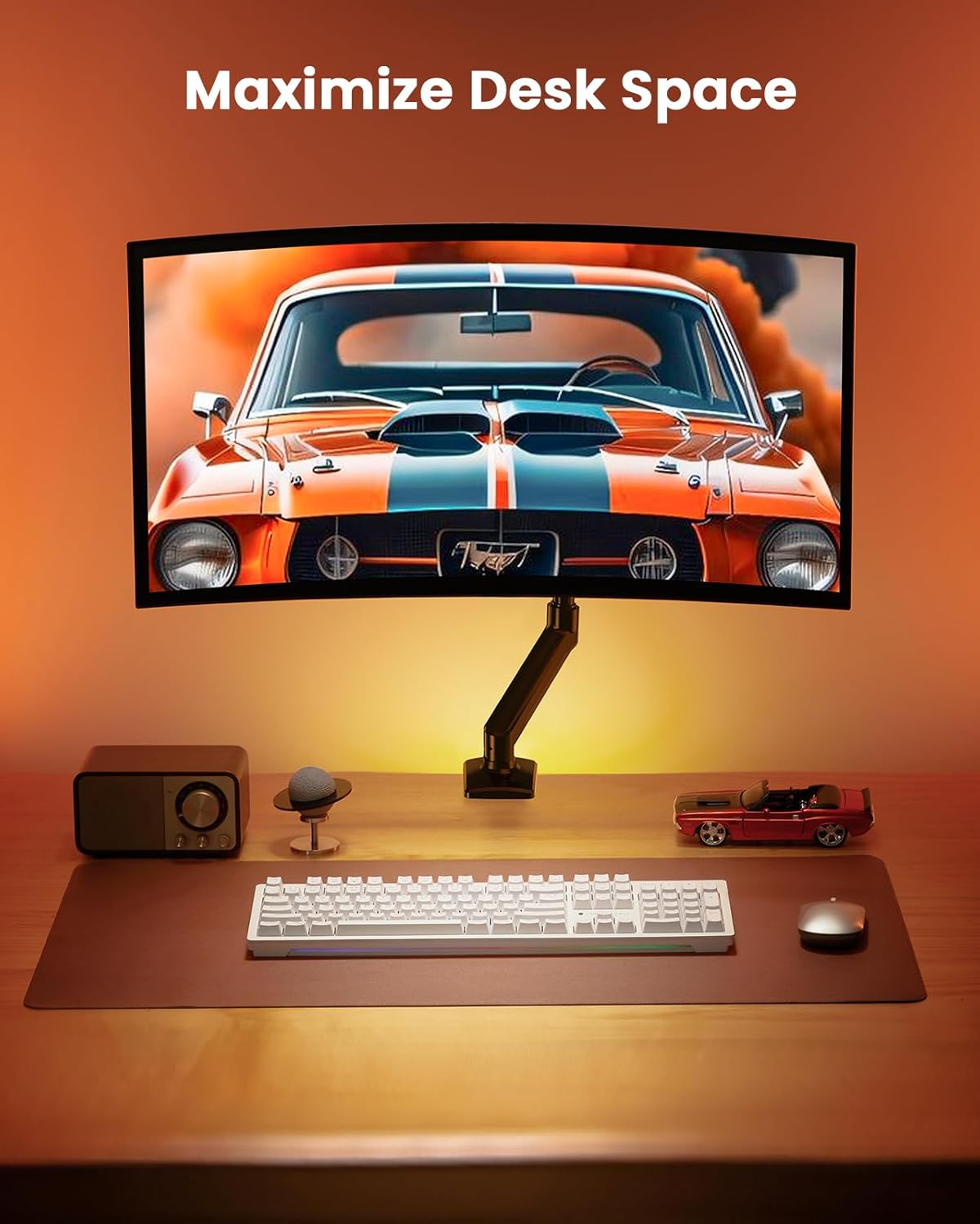 ErGear Single Monitor Arm for 13-34 inch Screens, Adjustable Gas Spring Monitor Mount Holds up to 22 lbs, Computer Monitor Stand with VESA Mount, C-Clamp & Grommet Base, Max VESA 100x100mm,