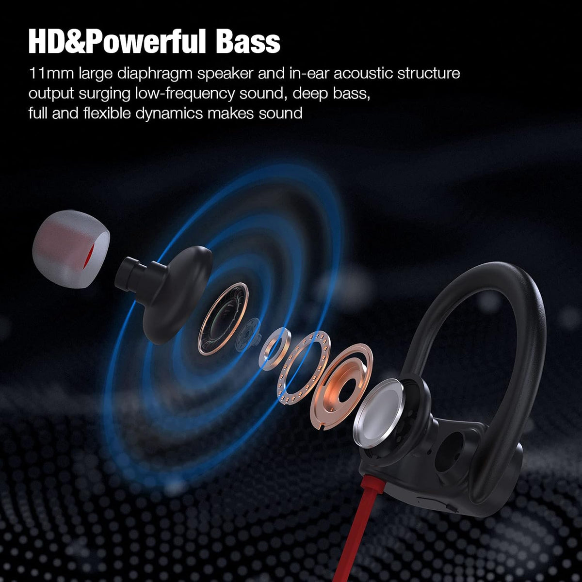 Boean Bluetooth Headphones Wireless Earbuds, Bluetooth 5.3 Running Headphones with 16 Hrs Playtime