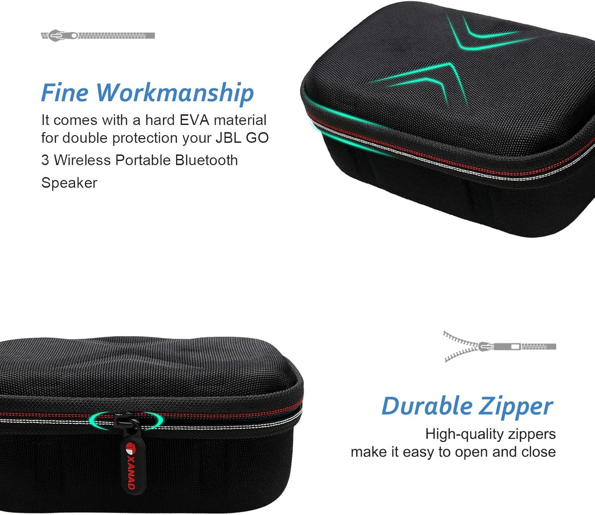 XANAD Blue Travel Protective Carrying Case for JBL Go3 / Go 3 Eco Portable Wireless Bluetooth Speaker