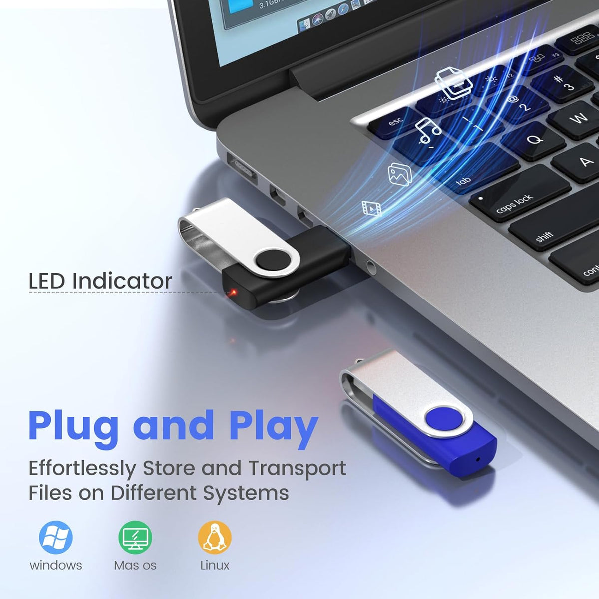 ABLAZE Personalized USB 128MB Flash Drive 10 Pack, USB 2.0 Custom Thumb Drives Personalized Pendrive Memory Stick (Mixcolors)