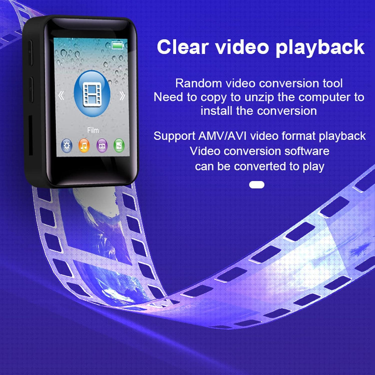 MP3 Player Bluetooth 5.0, Mini Portable Music Player with FM Radio, Video, Recorder, Ebook Reader, 64GB Support