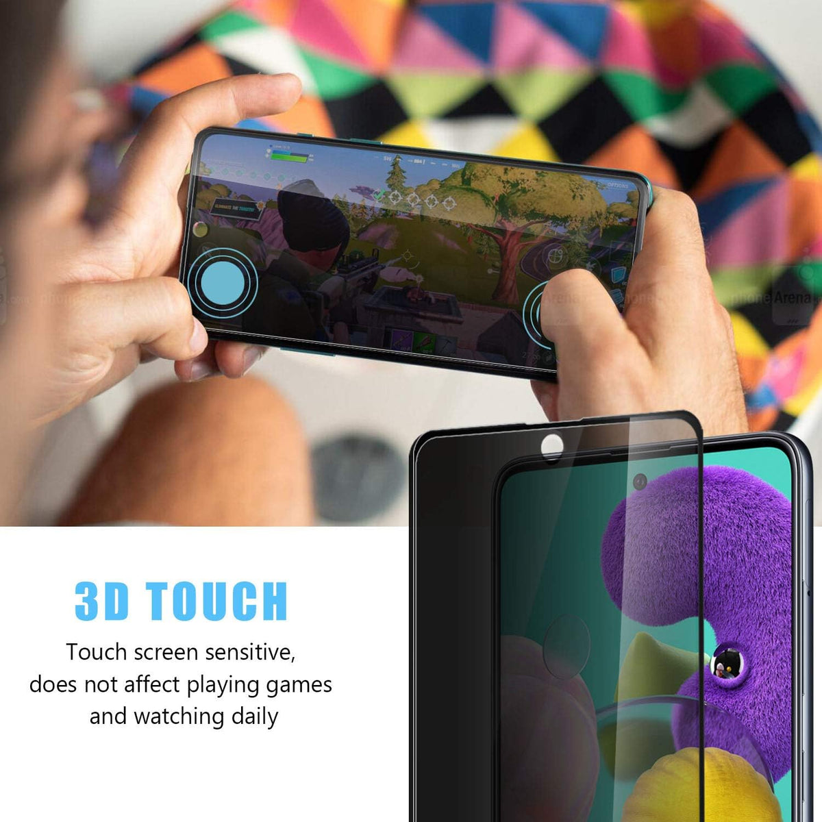 Anbzsign [2 Pack] Camera Lens Protector and Privacy Screen Protector for Samsung Galaxy A51 / Galaxy A51 5G
