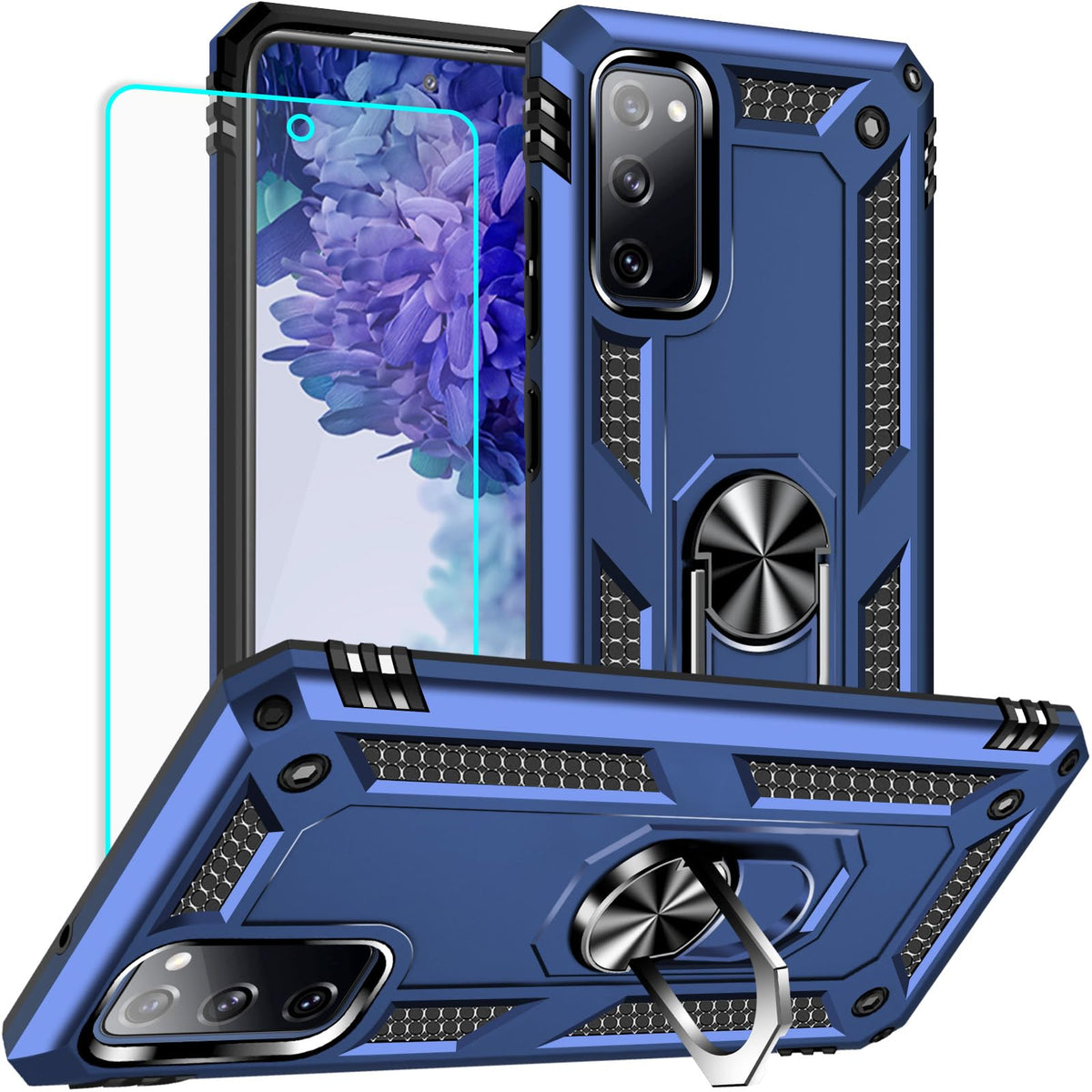 Yiakeng For Samsung Galaxy S20 Fe Case, Galaxy S20 Fe 5G Case With Hd Screen Protector, Military Grade Protective Cases With Rin