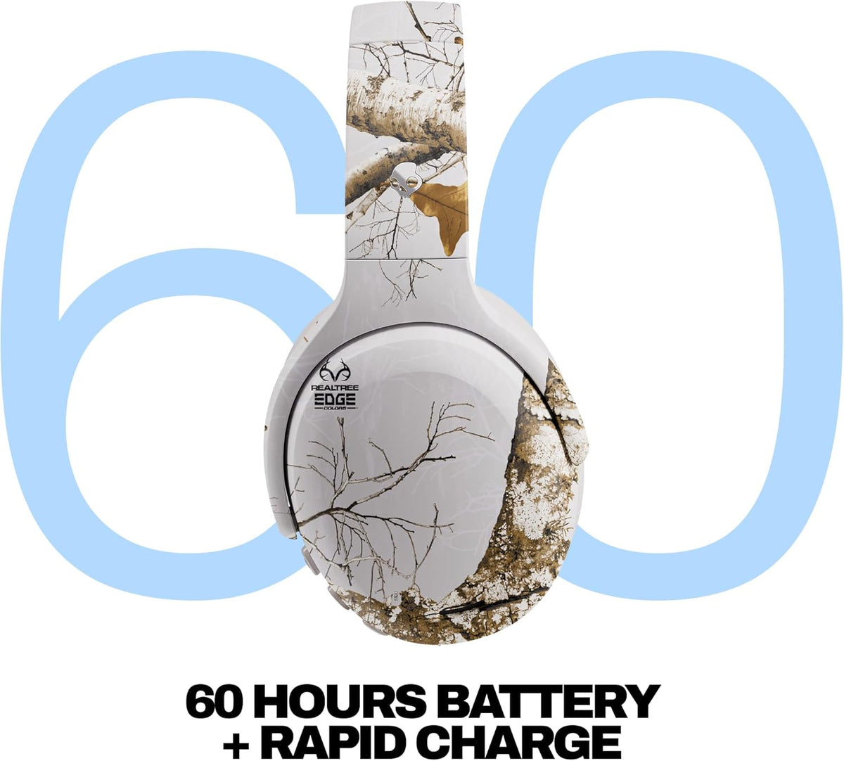 Skullcandy Crusher ANC 2 Wireless Over-Ear Bluetooth Headphones with Multi-Sensory Bass, Active Noise Cancelling, Up to 60 Hours Battery, Microphone for iPhone Android - Realtree Edge Colors White