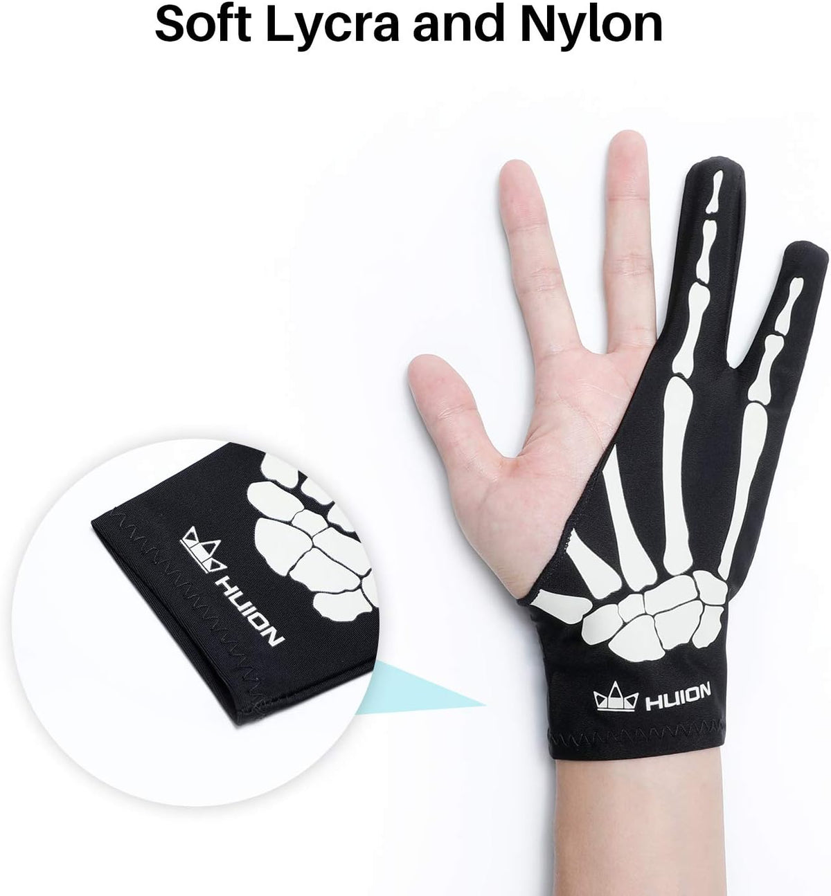 HUION Skeleton Artist Glove for Graphic Drawing Tablet Pad Monitor Painting, Paper Sketching, Suitable for Left and Right Hand