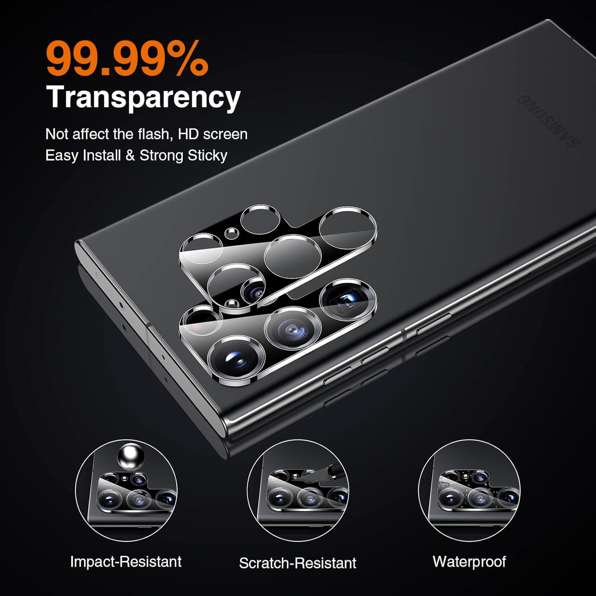 Samsung Galaxy S23 Ultra Screen Protector 2 Pack [Soft TPU Film] + 2 Pack Camera Lens Protector [Touch Sensitive] 3D