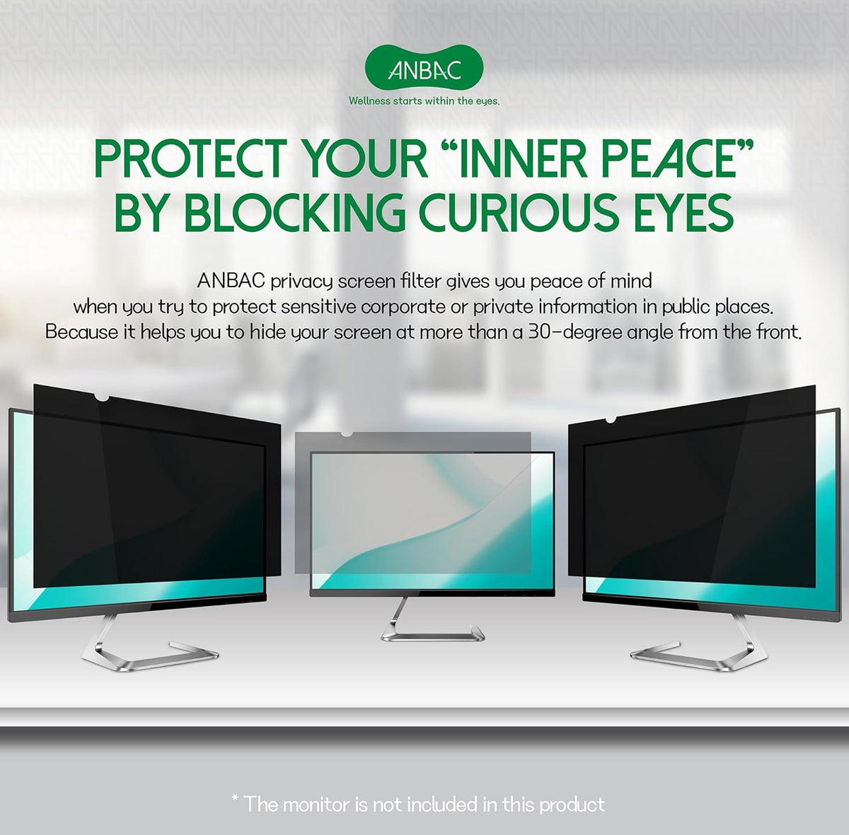 23 Inch Desktop Privacy Screen Shield for 16:9 Wide Monitor - Anti Glare Computer Privacy Screen Cover | Blue Light Blocking Screen Protector | Scratch Resistant UV Filter | Attachment Type