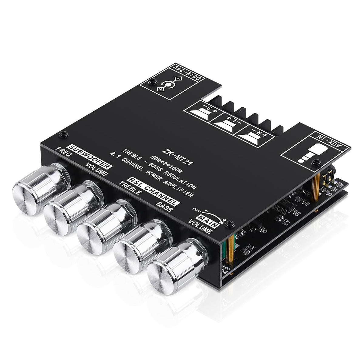 5.0 ZK-MT21 2.1 50W 2 +100W (20-100W, 4-8), 12-24V, Bluetooth Audio Amplifier Board, Channel X Mini Subwoofer Power Amp