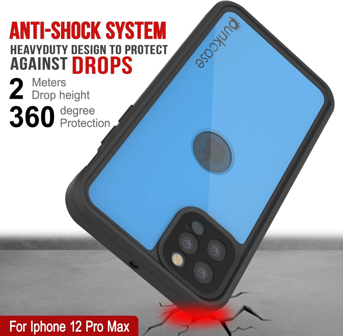 PunkCase 360 Full Body Armor Cover for iPhone 12 Pro Max [StudStar Series] [Slim Fit] [IP68 Certified] [Dirtproof]