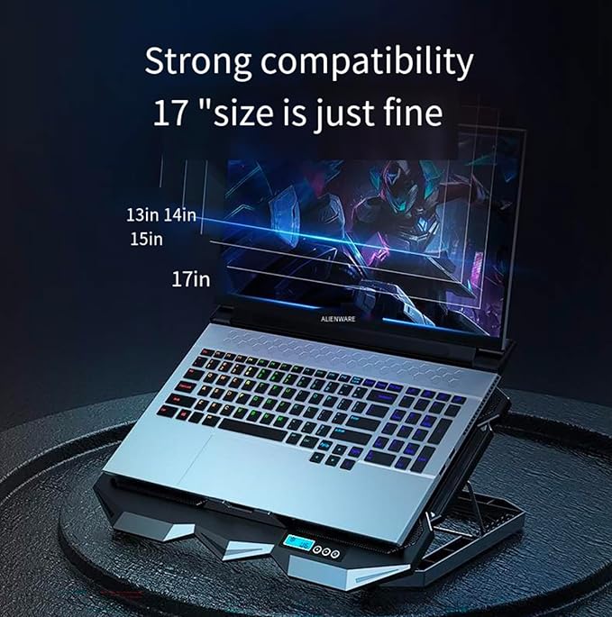 Laptop Cooling pad for Asus Vivobook Flip 15 Q553 Gaming laptops Laptop Cooler with 4 Fans LCD Display Screen 4 Height 2 USB-A Port Laptop Stand