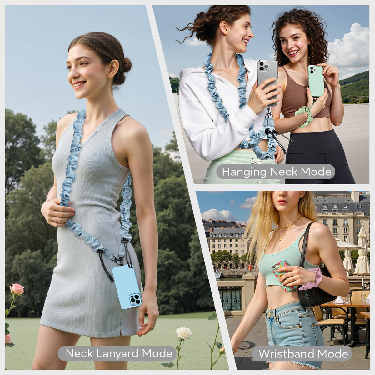 Phone Lanyard Crossbody & Phone Wrist Strap Set, Adjustable Anti Theft Phone Strap for All Phones, Skin-friendly Cell Phone Lanyard & Phone Strap