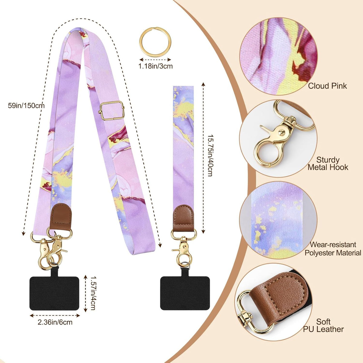 TiMOVO Phone Lanyard Crossbody Wrist Strap, Adjustable Anti-Theft Strap for Smartphone Case