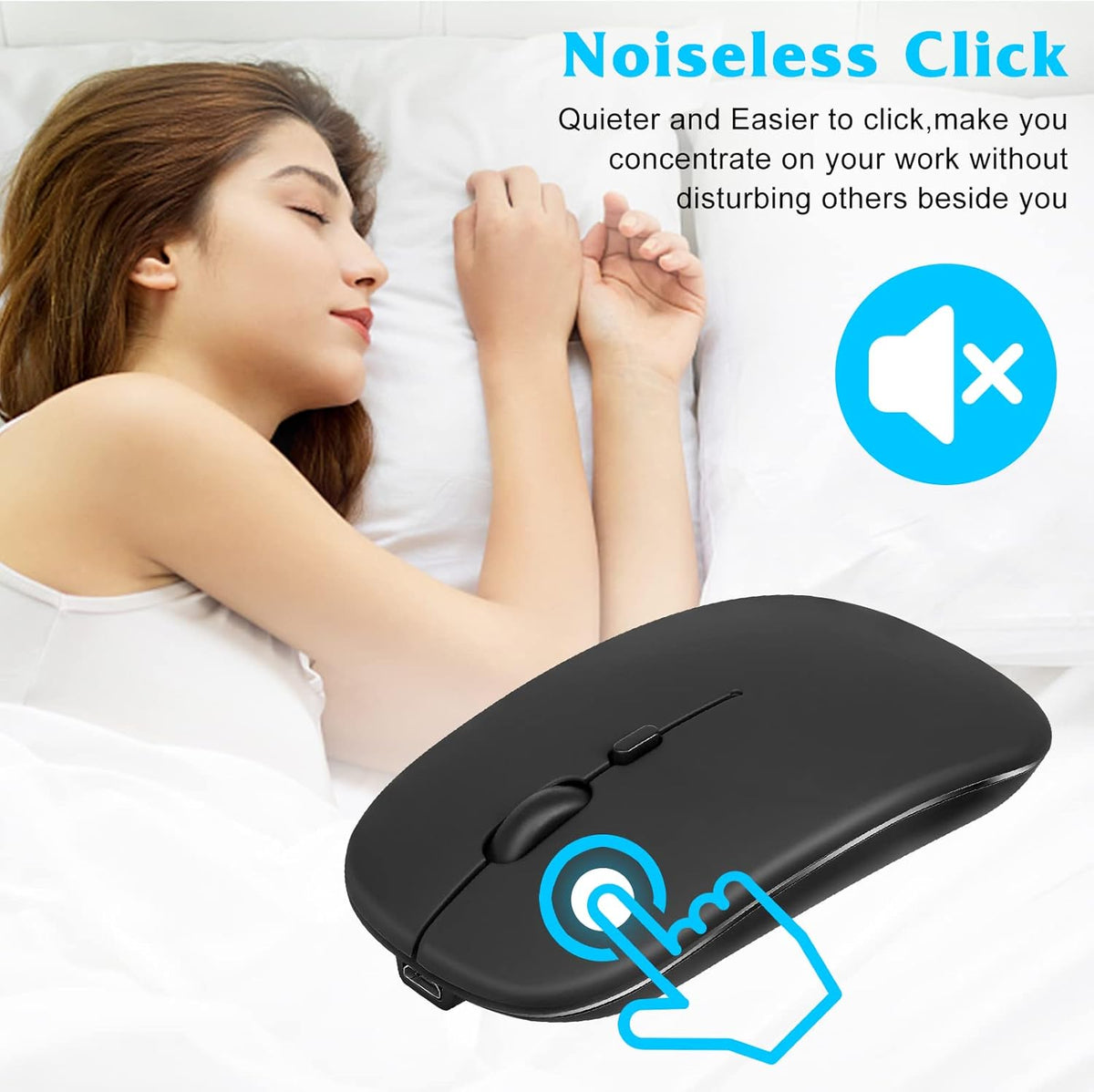 Bluetooth Mouse, Rechargeable Wireless Mouse for Samsung Galaxy S22, S23 Ultra, S24, Designed for Laptop, PC, Mac, iPad
