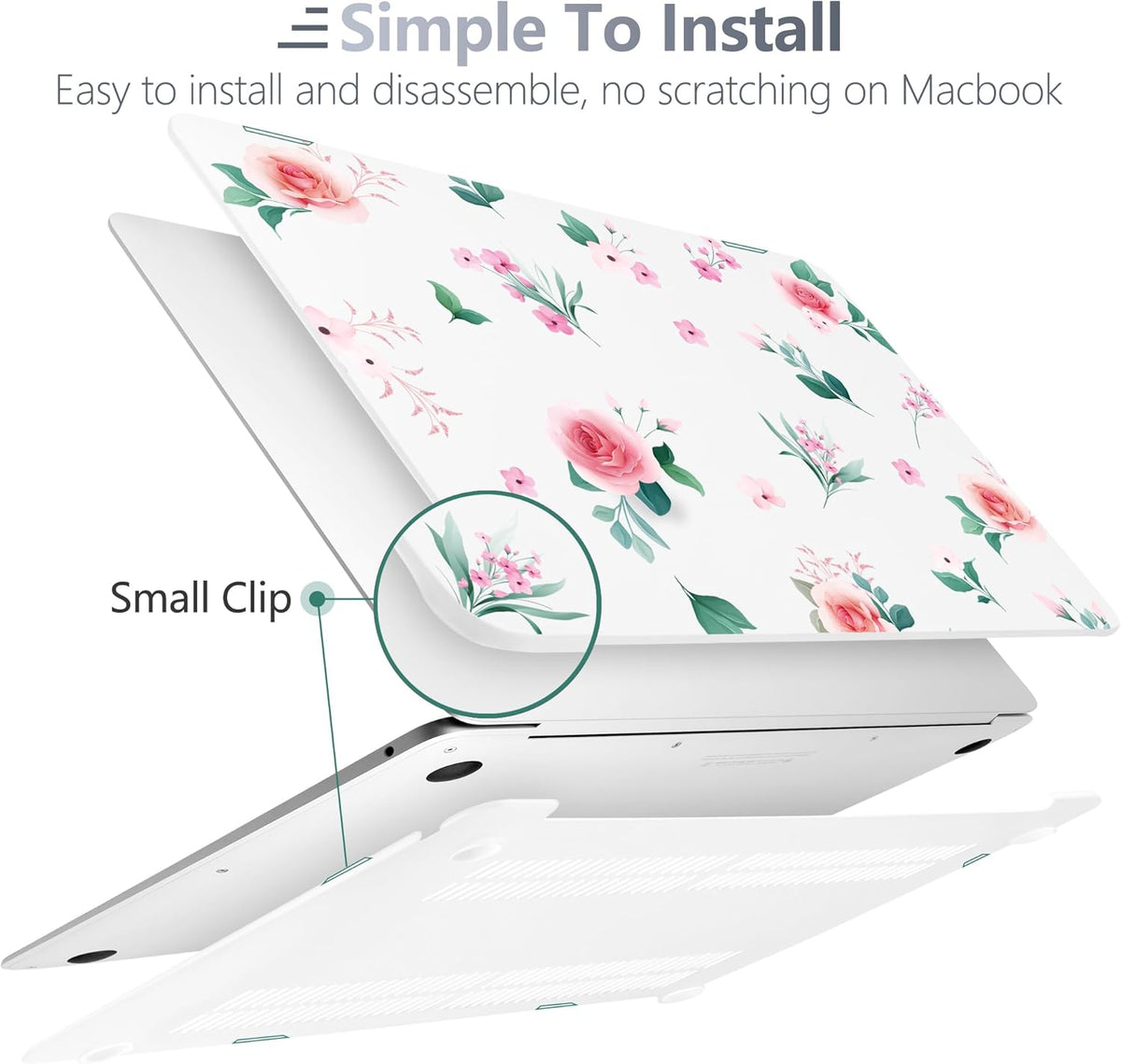 Batianda Case for M1 MacBook Air 13 Inch Model A2337 A2179 A1932 2021 2020 2019 Release,Lovely Floral Design Matte Hard Shell with Keyboard Cover & Screen Protector, Peach Rose