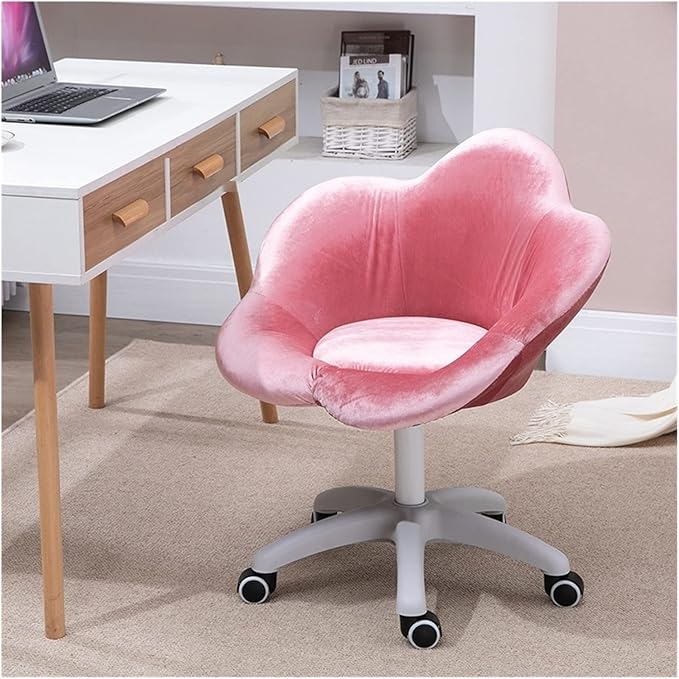 Adjustable Office Computer Chair with Armrest Small Apartment Computer Chair for Student Dormitory Study Makeup Chairs Home Rotating Writing Office Chair(Rose red)