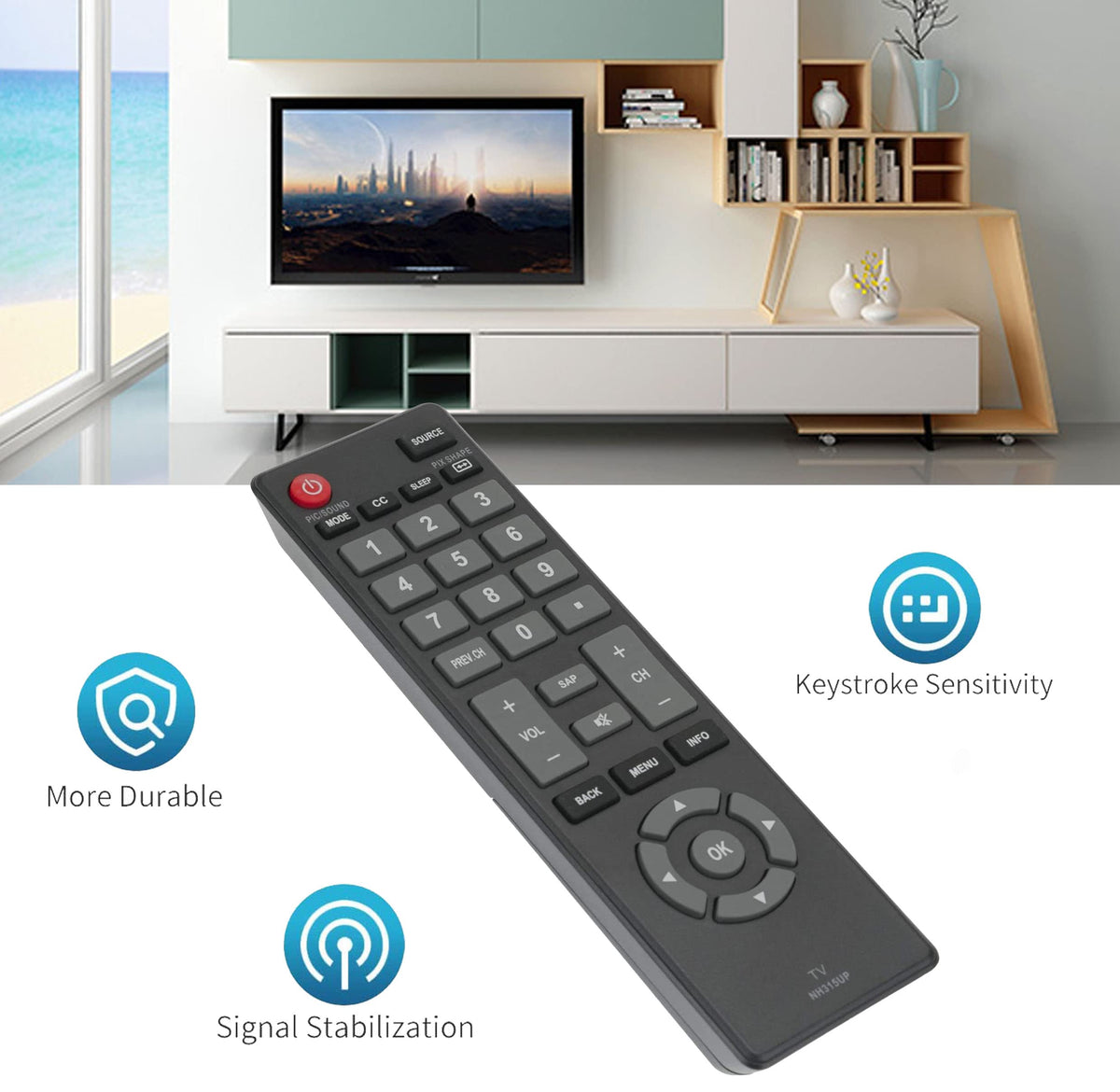 Replacement Remote Control for Sanyo TV NH316UD FW32D06F FW32D06F-B FW40D48F FW40D36F FW40D36F-B FW43D25F FW50D36F FW55D25F FW55D25F-B