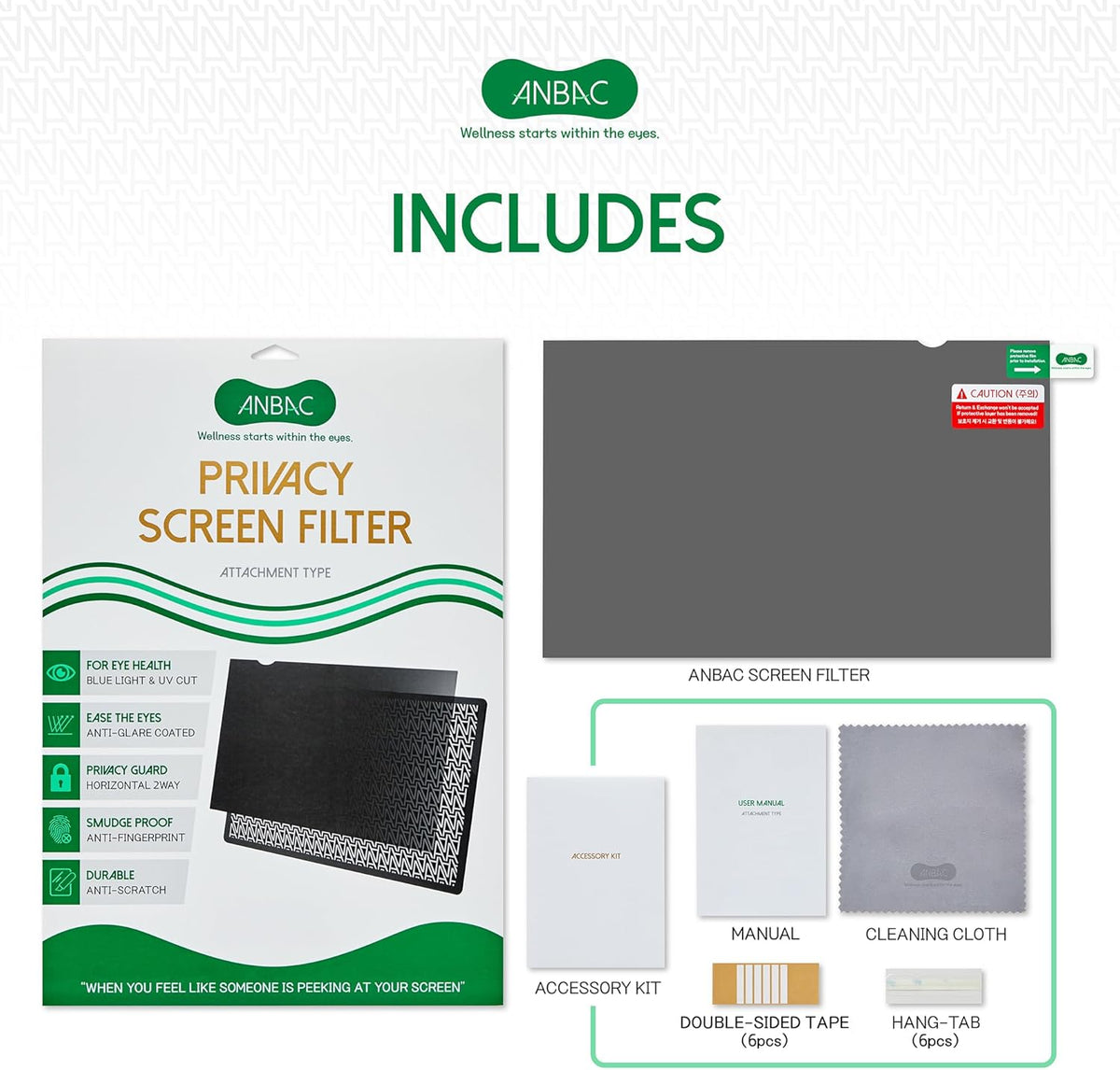 27 Inch Desktop Privacy Screen Shield for 16:9 Wide Monitor - Anti Glare Computer Privacy Screen Cover | Blue Light Blocking Screen Protector | Scratch Resistant UV Filter | Attachment Type