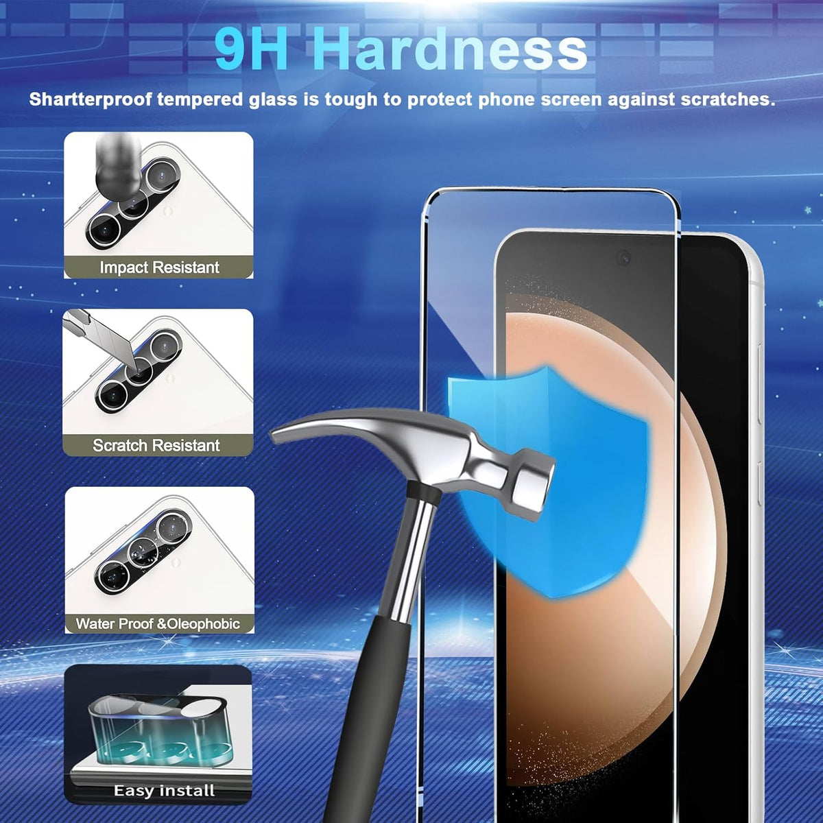 Samsung S23 FE Glass Screen Protector [4+4 Pack] - HD Tempered Glass, Anti-Scratch, Touch Sensitive, Fingerprint Unlock
