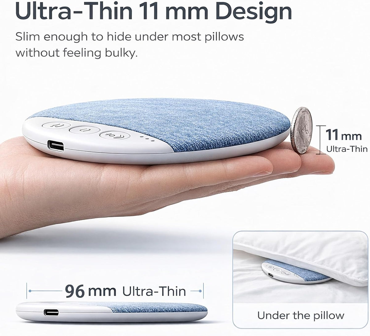 Generic S1 Bluetooth Pillow Speaker for Sleeping - Ultra Thin Pillow Speaker Bluetooth, Mini Portable White Noise Timer