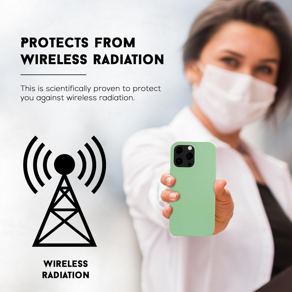 EMF Protection Liquid Silicone Shungite Case for iPhones - 5G Shield Reduction, Lightweight Protective Cover (Green, 13)