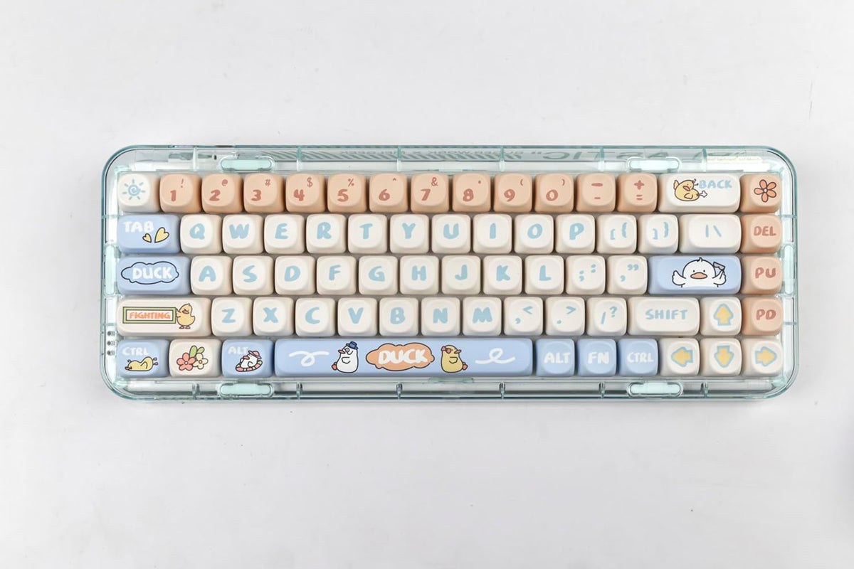 Sumgsn MOA Profile Keycaps 138 Keys, Yellow Cute Duck PBT DYE-SUB Keycap for MX Cherry Mechanical Keyboards