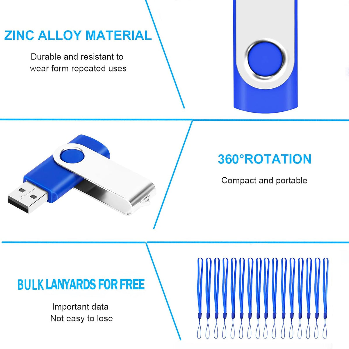 1GB Bulk Flash Drive 200 Pack, EASTBULL USB 2.0 Flash Drives Bulk Thumb Drives Pack USB Drives Pack (Blue)