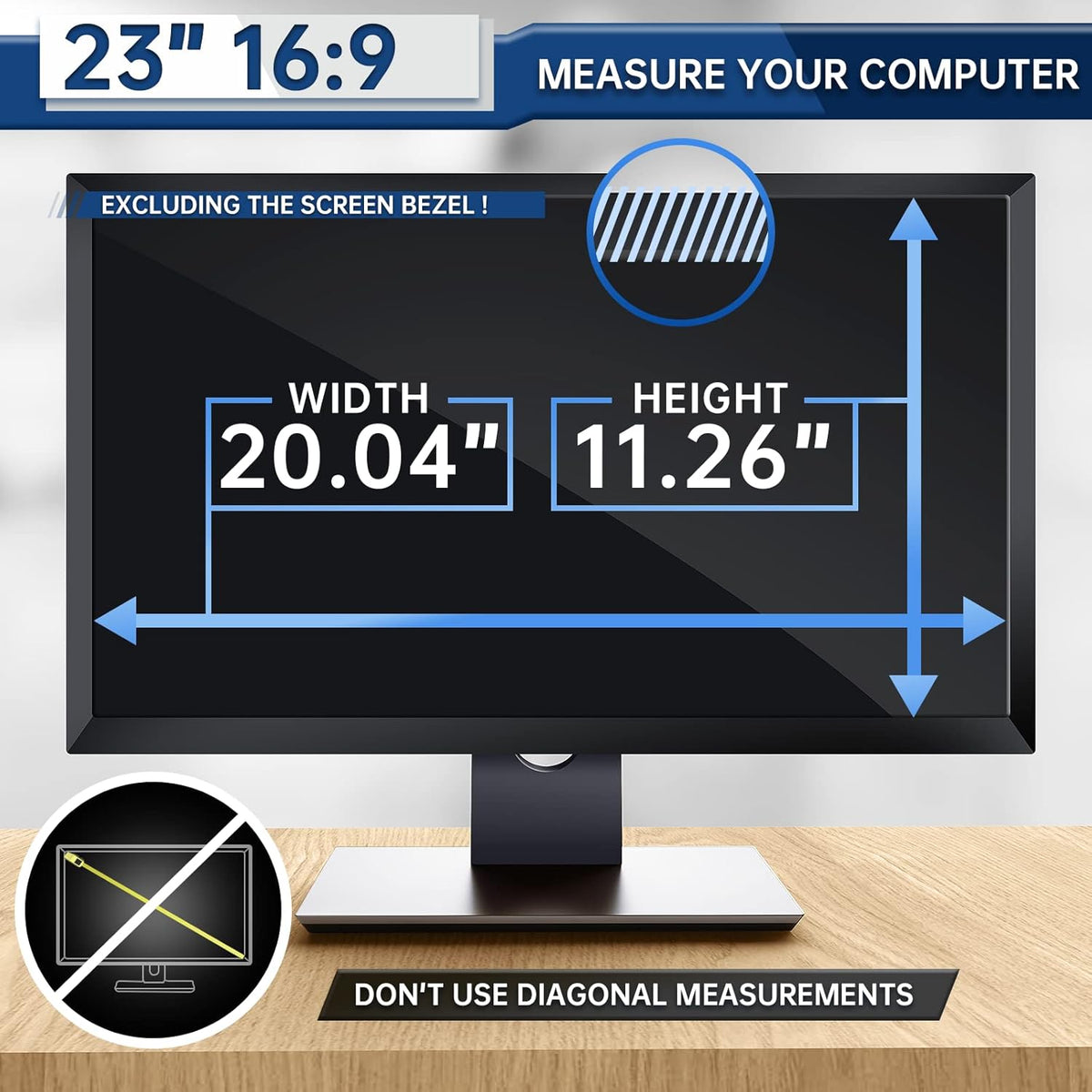 Privacy Screen Filter for 23 inch Widescreen Monitors - Computer Monitor Privacy Screen (16:9 20.04'x11.26')