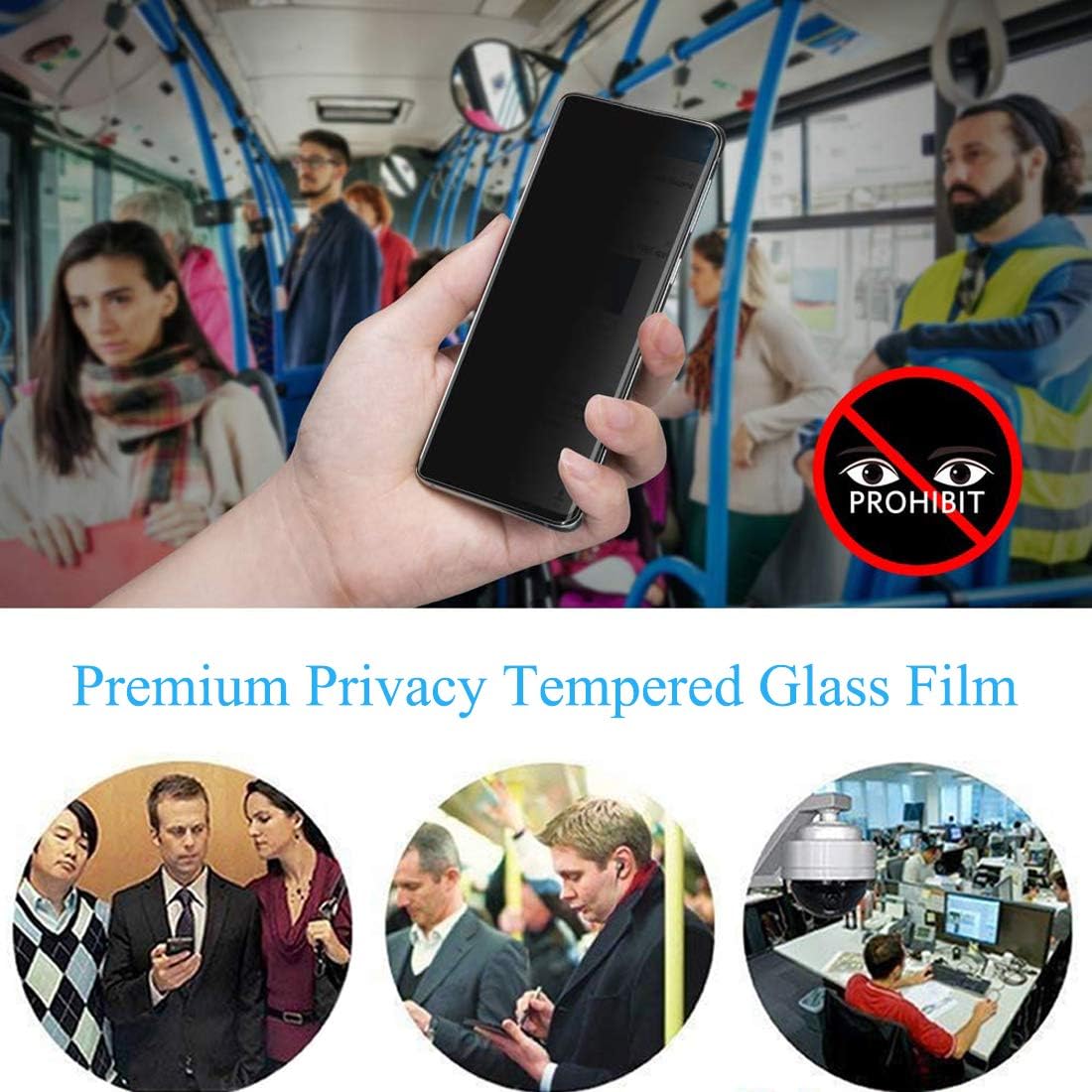 [2+2 Pack] S22 Plus Privacy Glass Screen Protector with Camera Lens Protector, Anti-Spy Tempered Glass for Samsung