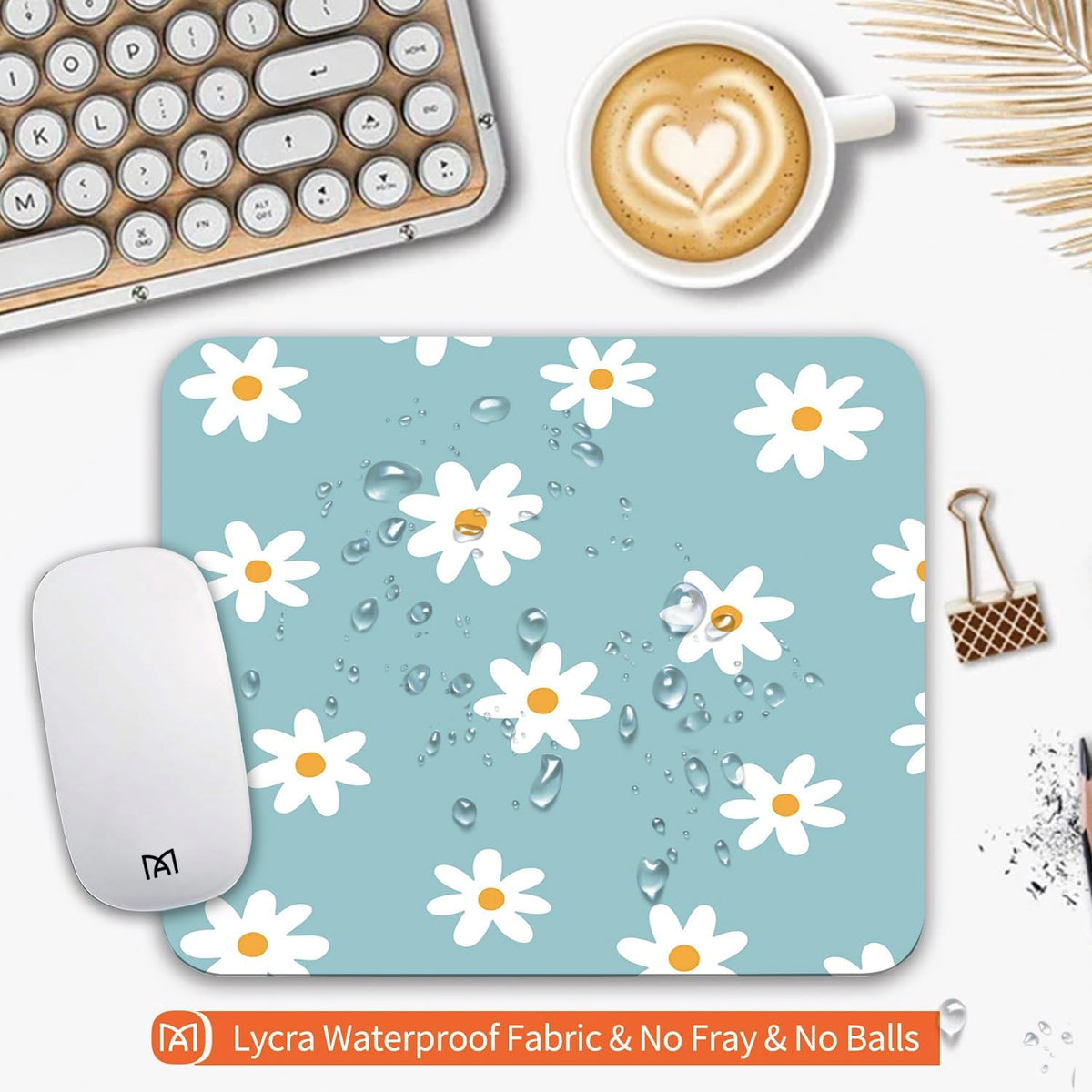 Square Mouse Pad Little Daisy,Personalized Premium-Textured Custom Mouse Mat Design,Washable Mousepad Cloth,Non-Slip Rubber Base Computer Mouse Pads for Wireless Mouse