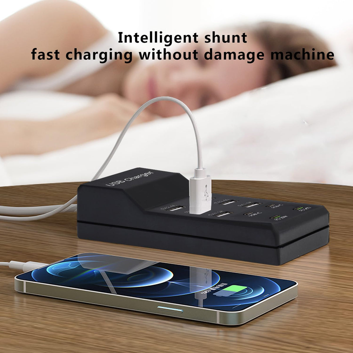Wyssay 50W USB Charging Station with 10-Port Family-Sized Smart USB Ports for Multiple Devices - Smart Phone, Tablet, Laptop Computer - for iPhone
