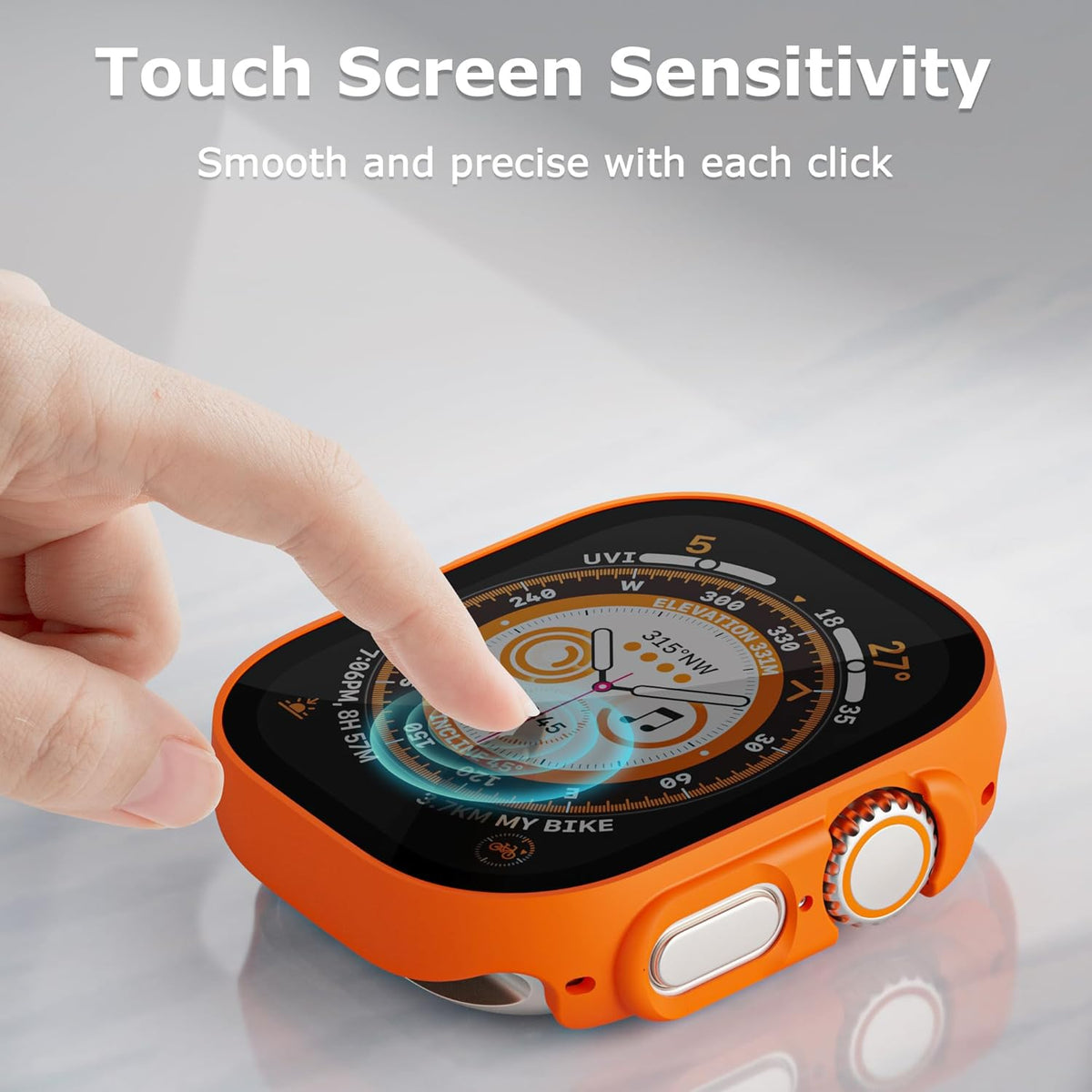 Apple Watch Ultra/Ultra 2 Bumper Case with Built-in Screen Protector, [2 Pack] Hard PC Shockproof Cover, Orange