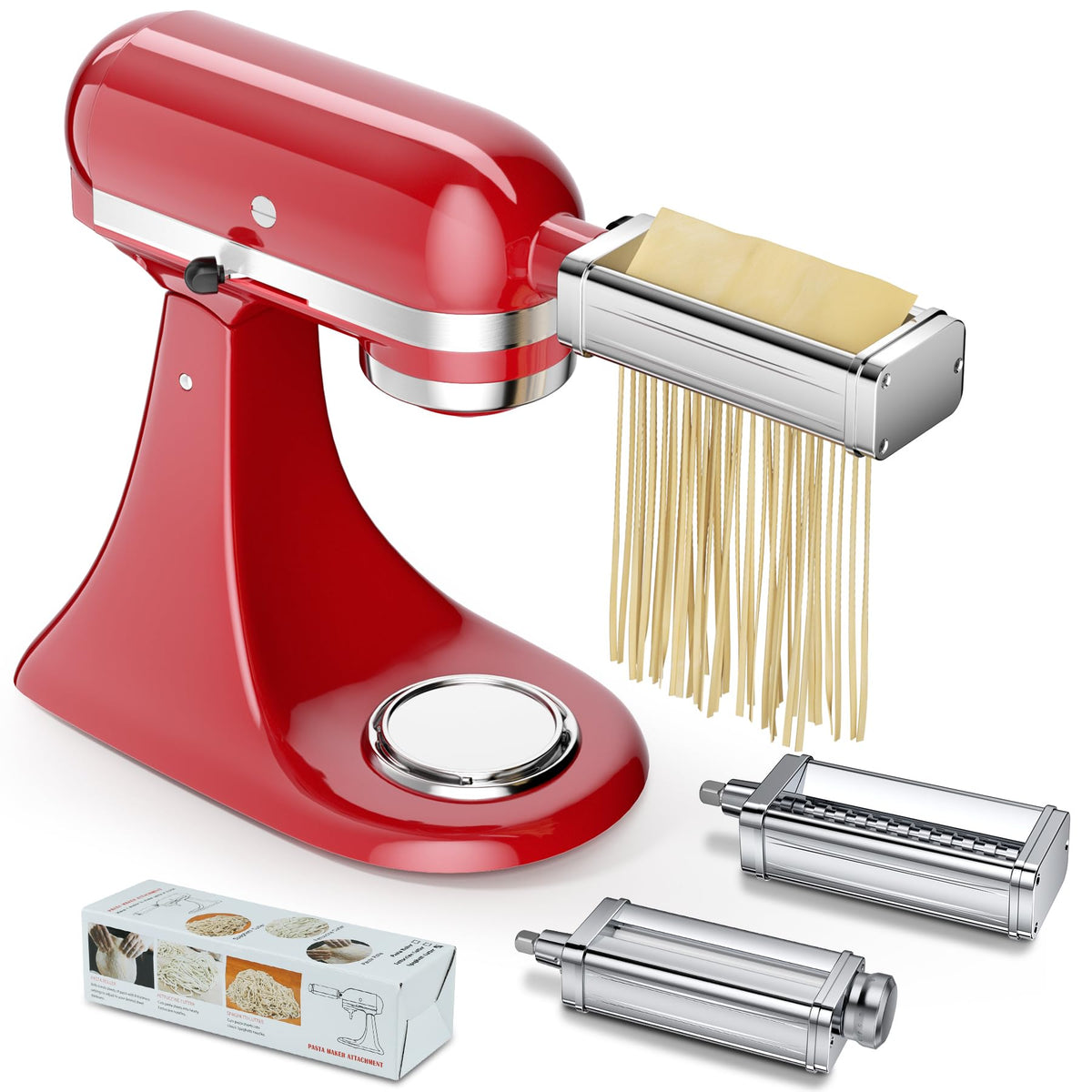 Pasta Maker Attachments Set For All Kitchenaid Stand Mixer, Including Pasta Sheet Roller, Spaghetti Cutter, Fettuccine Cutter, K