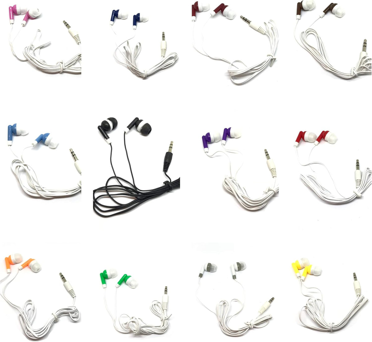 100 Pack MP3 TFD Supplies Wholesale Bulk Earbuds Headphones for iPhone, Android, Player - Mixed Colors