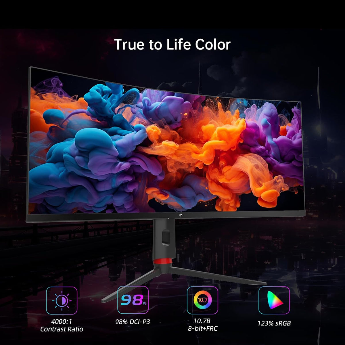 KTC 34 Inch Curved Ultrawide Gaming Monitor, 21:9, 3440x1440p 165Hz 1ms, 1500R Curved Monitor, Freesync G-sync Compatible, HDMI 2.0 x2 & DP1.4 x 2, Height/Tilt/Swivel/Pivot, H34S18S