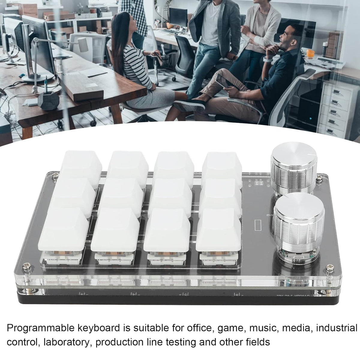 Ejoyous Macro Keyboard | One Handed Macro Mechanical Gaming Keypad, 12 Key Programmable Keyboard with Knob