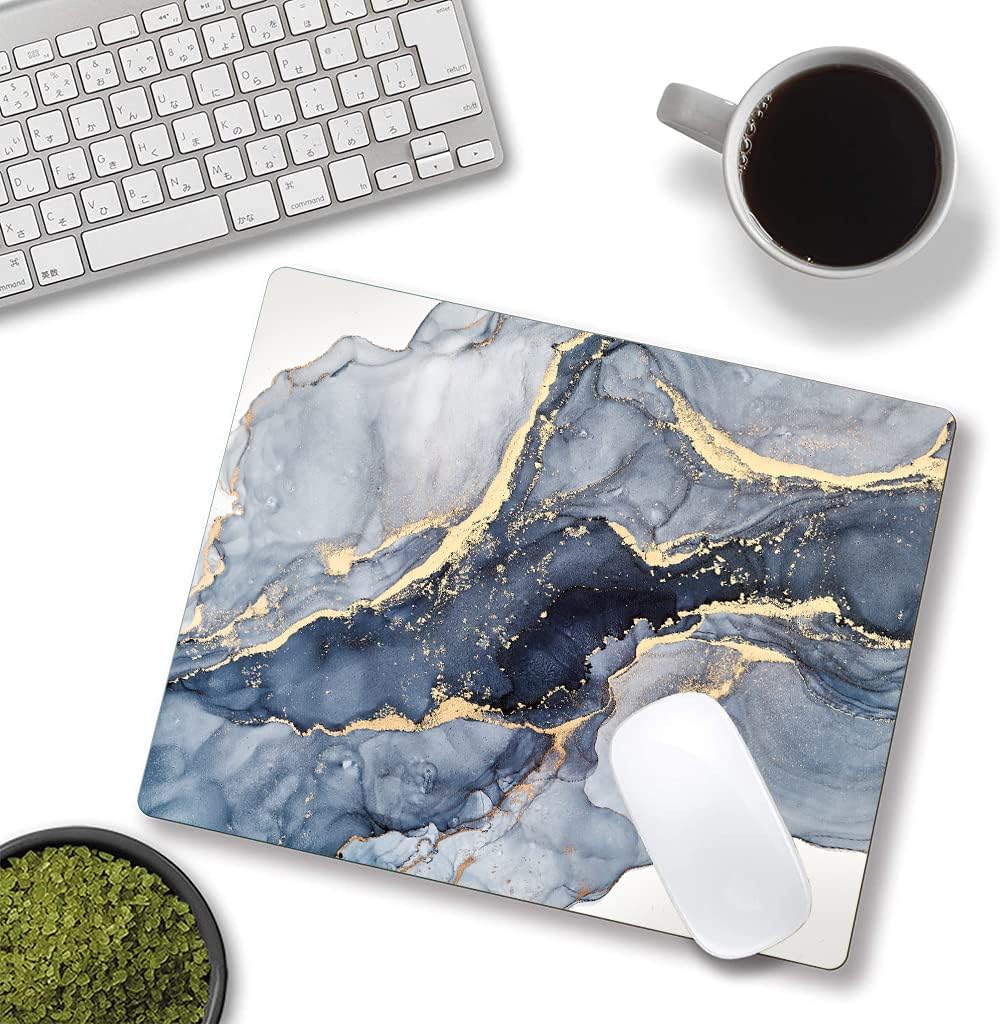 Marble Mouse Pad - Square Waterproof Non-Slip Rubber Base for Office Laptop, 9.5"x7.9"x0.12" Inch (Gilt Marble)