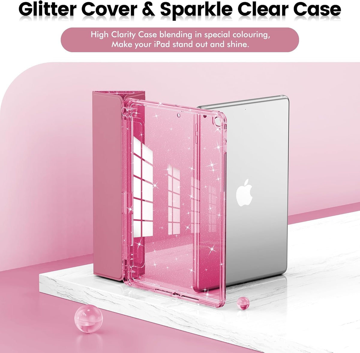 INFILAND 6th/5th 9.7 Inch 2018/2017, 2 Case for iPad Generation iPad Air Cute Glitter Clear Protective Cover for Kids