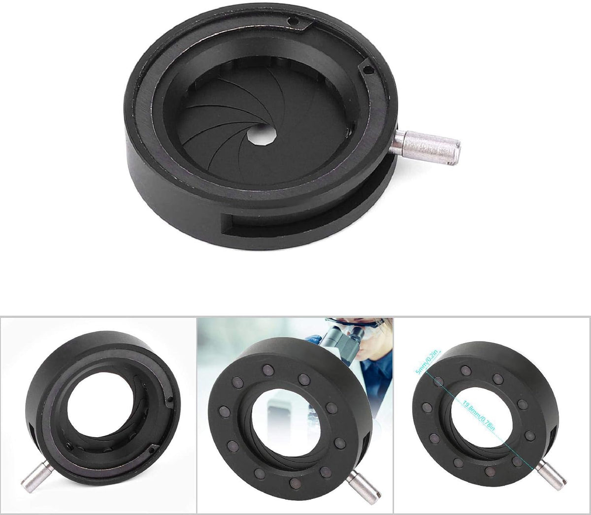 Microscope Adjustable Aperture, SK6 SK8 SK12 SK23 SK25 Adapter, Optical Diaphragm for Microscope