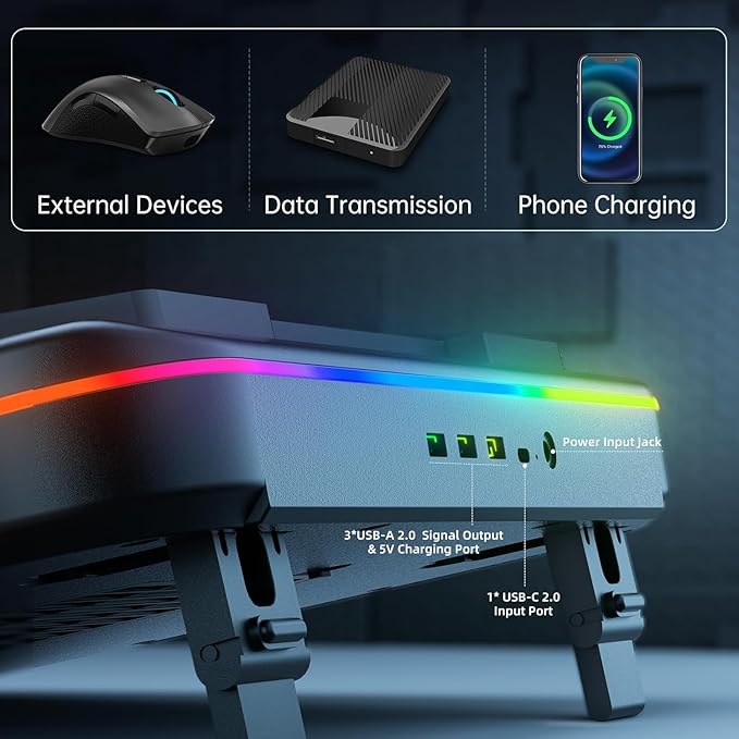 Cooling Pad for Hp Victus Gaming Laptop Cooler with Powerful Turbo Cooling Fan Can Fast Cooling CPU+GPU 40°C Variable Speed6 RGB Light