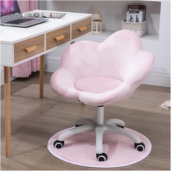 Adjustable Office Computer Chair with Armrest Small Apartment Computer Chair for Student Dormitory Study Makeup Chairs Home Rotating Writing Office Chair(Rose red)