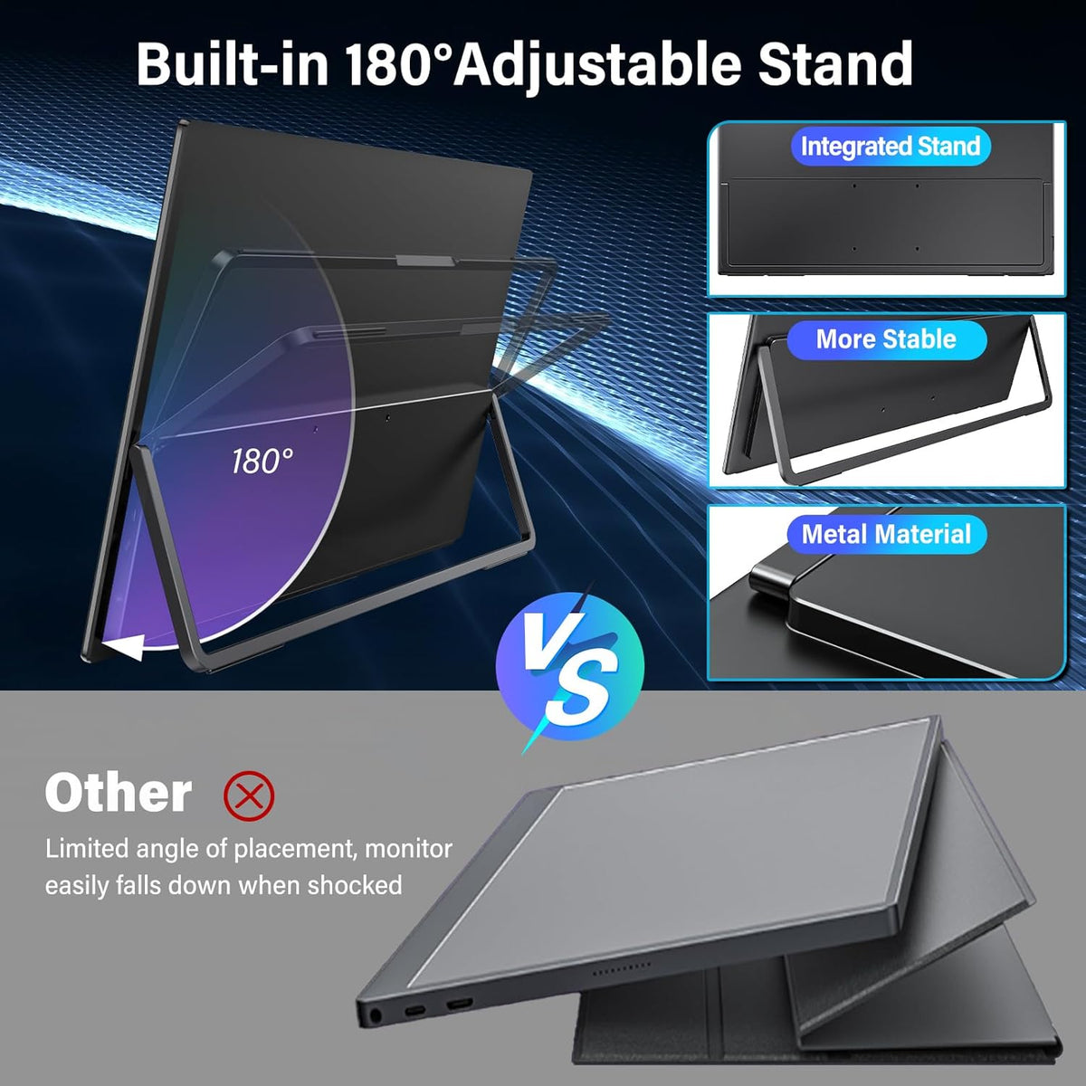 InnoView 18 Inch 260Hz Portable Gaming Monitor,2K QHD 100% DCI-P3 Portable Monitor Gameplus HDR FreeSync Laptop Monitors,Portable Screen for PC Phone Game Console