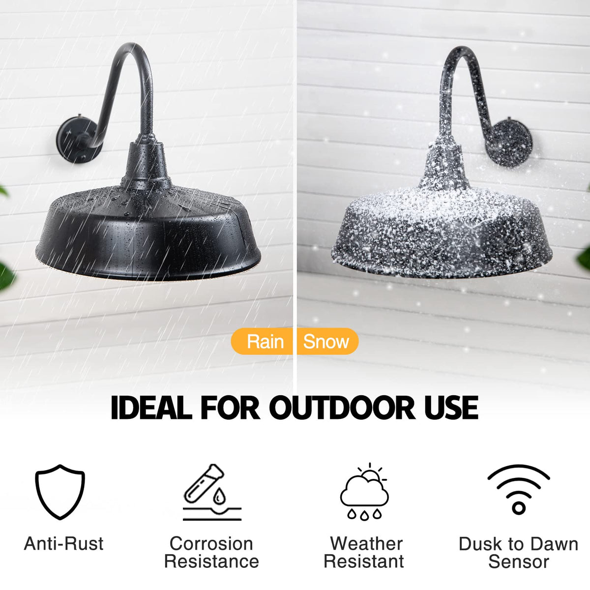 Naurham 21 inch Barn Lights Outdoor Gooseneck Lighting, Dusk to Dawn Black Exterior Barn Lights, Farmhouse Wall Lighting Fixtures with Sensor
