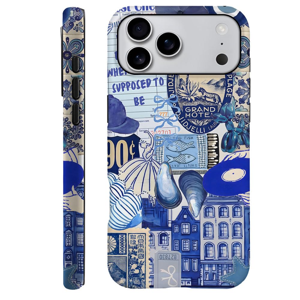Compatible With Iphone 17 Pro Max,Durable & Shockproof Phone Case Cover Design - Blue Ocean Beachy Collage