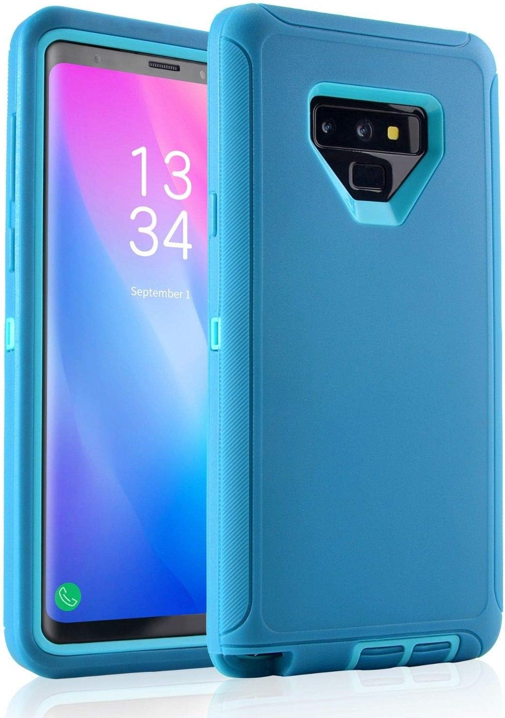 Defender Case for Samsung Galaxy Note 9, Heavy Duty Drop Protection, Tough Rugged TPU Hybrid Hard Shell Case (Aqua)