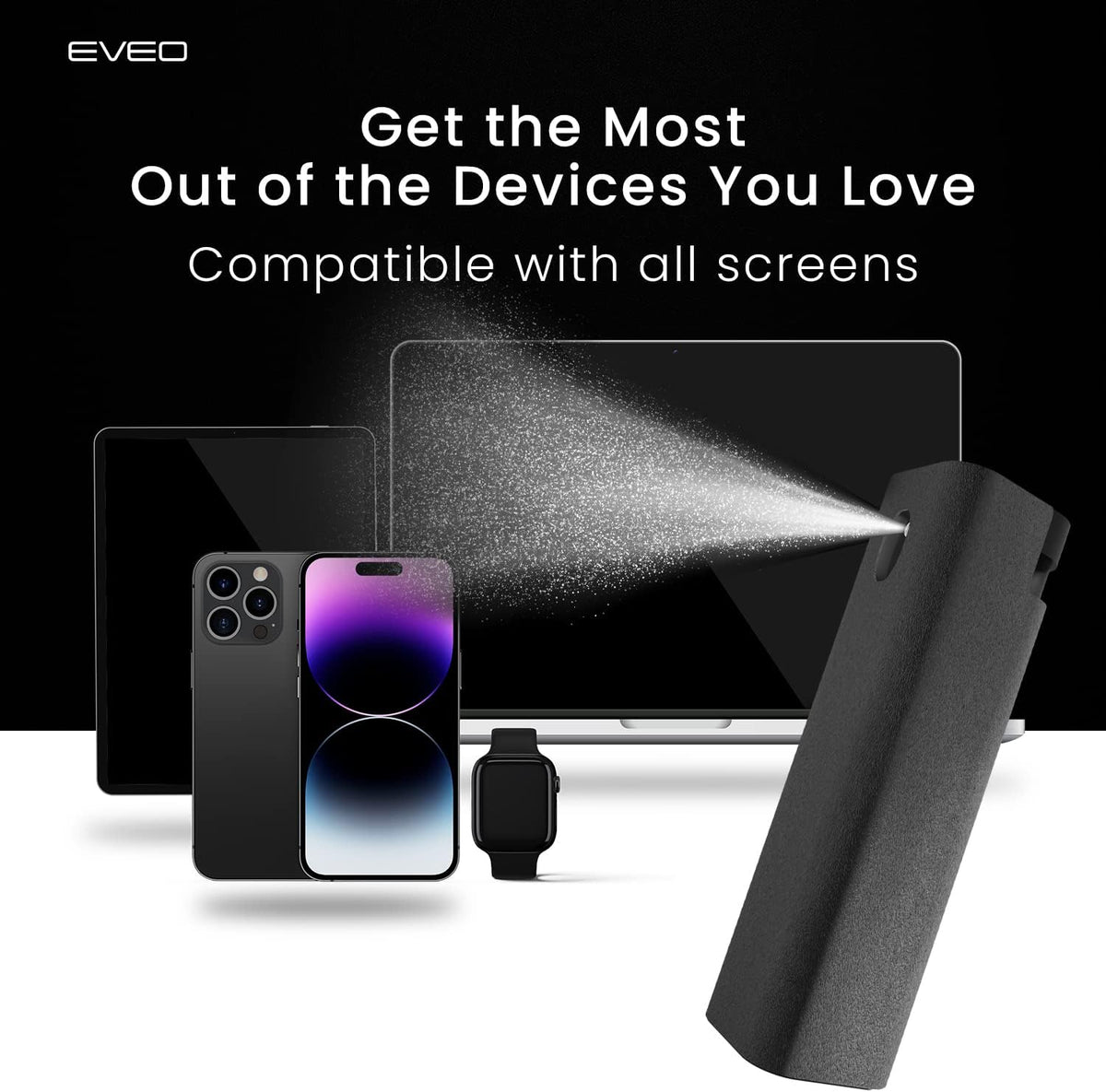 EVEO Screen Cleaner Spray - Phone Screen Cleaner, iPhone Cleaner, Laptop Screen Cleaner, Touchscreen Mist Cleaner