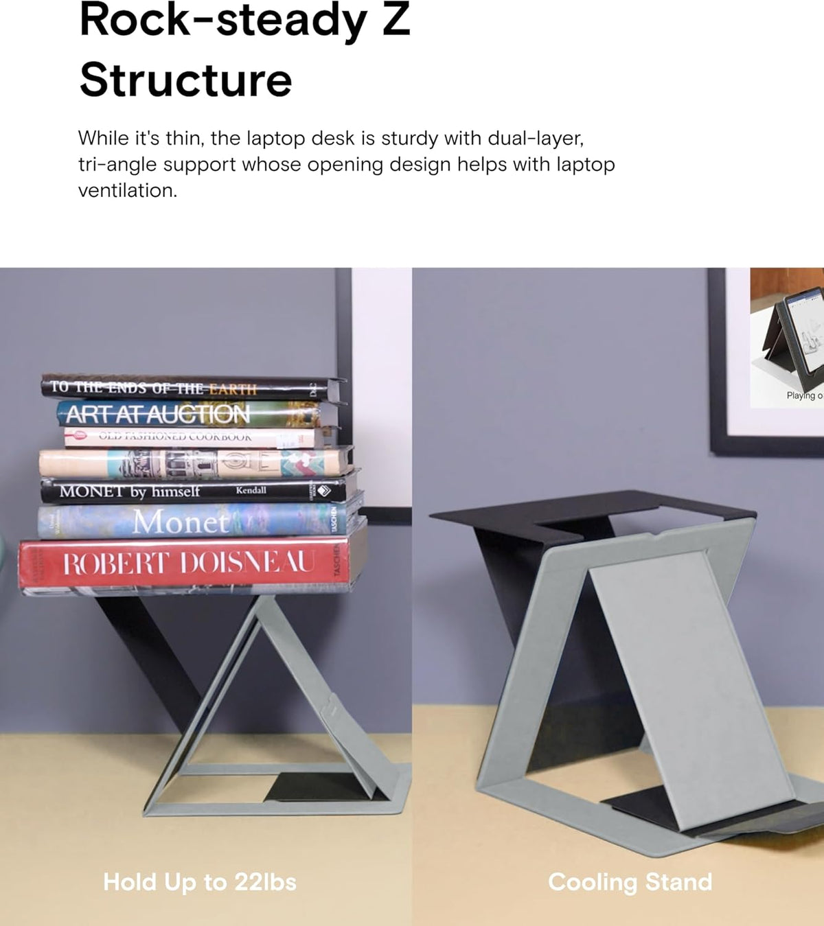 MOFT Folding Laptop Stand Lap Desk, Portable & Mini Computer Stand Laptop Desk for Travel and Home Office, Ergonomic Design with Adjustable Viewing Angles, Lightweight Computer Cooling Riser, Black