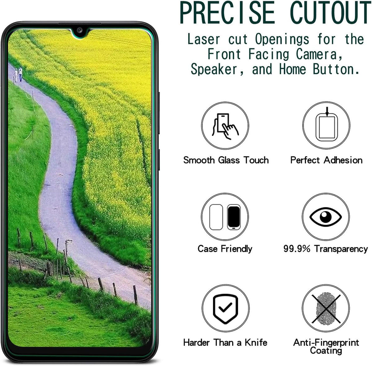 KAREEN 2 Pack Screen Protector for Samsung Galaxy A02s/A02, HD Tempered Glass, 9H Hardness, Anti-Scratch, Touch