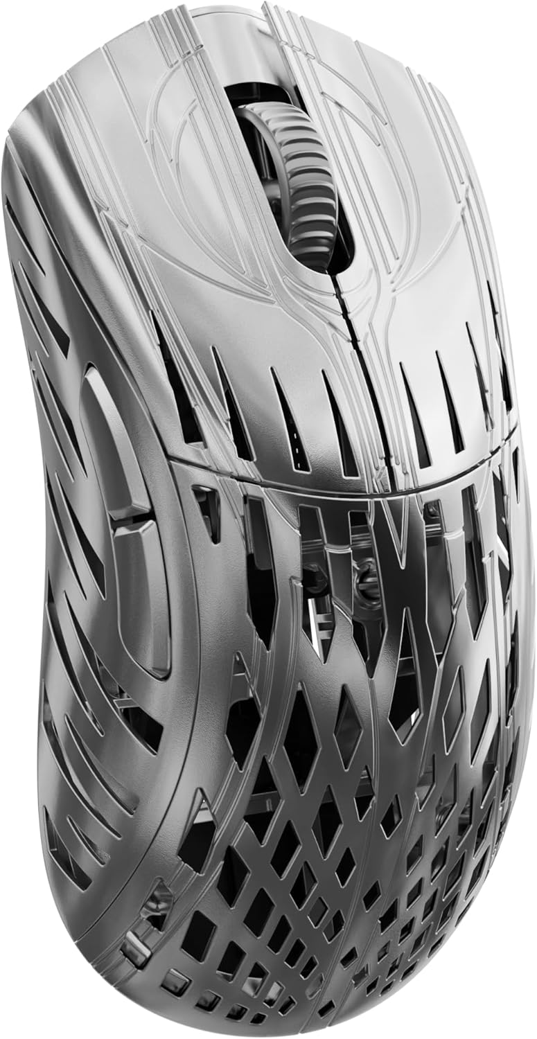 PWNAGE Stormbreaker Wireless Magnesium Gaming Mouse 8kHz - 50grams Ultralight Esports Pro Gamer Flawless Professional PAW3395 Optical Sensor 26,000 DPI - 8000Hz -100% PTFE Skates Ergo -Platinum