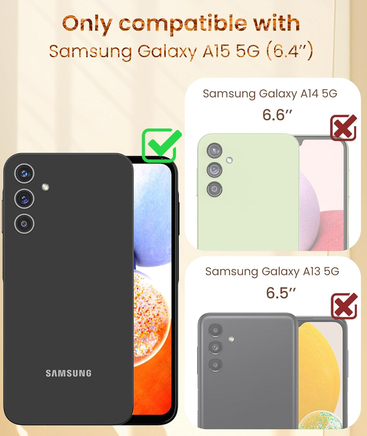Dretal Galaxy A15 5G Case - Slim TPU, Screen Protector, 360° Rotatable Ring Holder, Magnetic Kickstand, Gold Edge